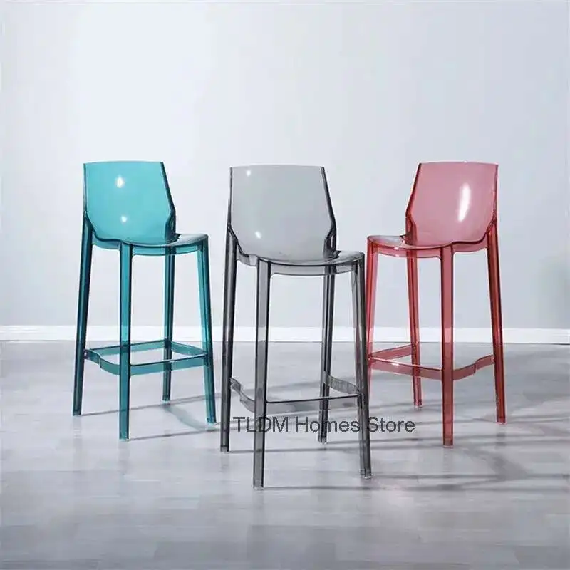 

Nordic Acrylic Transparent Bar Chairs Household High Foot Stool Modern High Chair Nordic Plastic Crystal Bar Stools for Kitchen