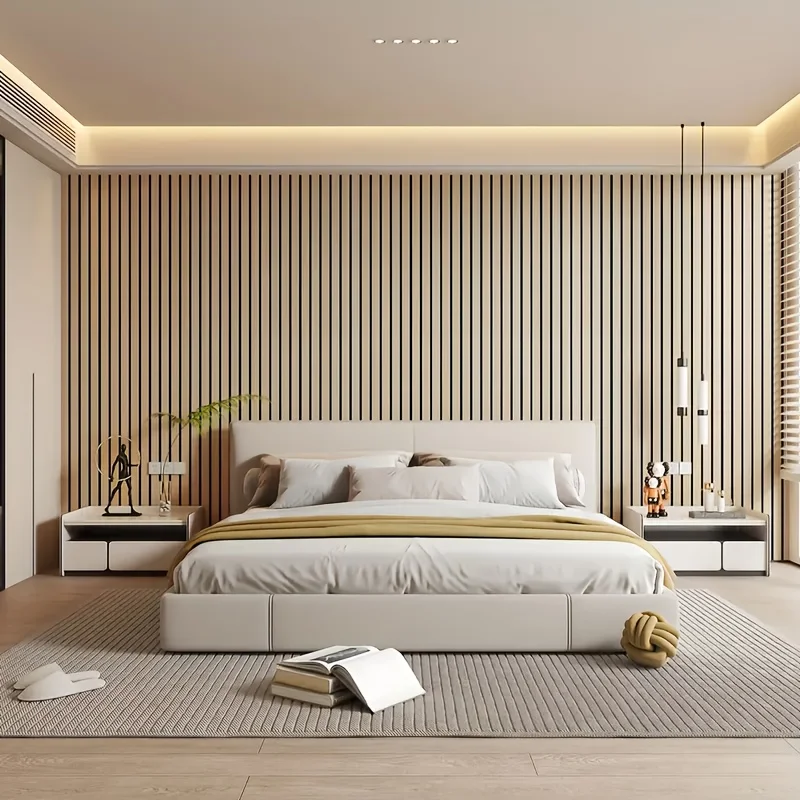 Selbstklebende Tapete mit vertikalen Holzmaserung-Wandpaneelen für Schlafzimmer, Büro, Wohnzimmer, Wand- und Deckendekoration, Wandaufkleber – Detail 7