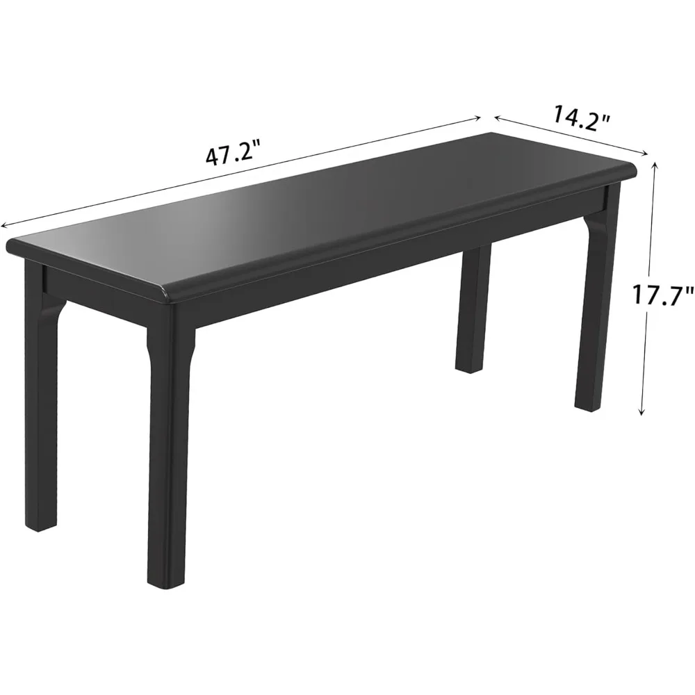 Black Wooden Dining Bench with Bed End and Entryway Features for Bedroom, Living Room, and Kitchen Use