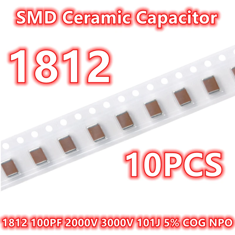 (10pcs) Original 1812 100PF 2000V 3000V 101J 5% COG NPO SMD Ceramic Capacitor IC