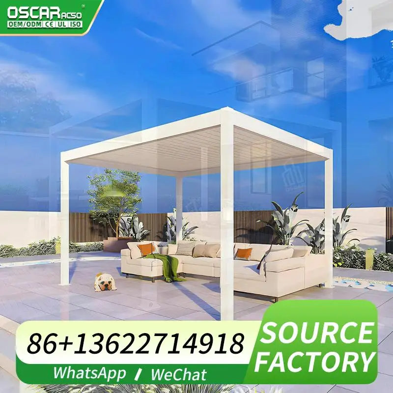 

Outdoor Sunshade Rain proof Motorized Aluminum Affordable Versatile for Garden Patio Balcony Pergola