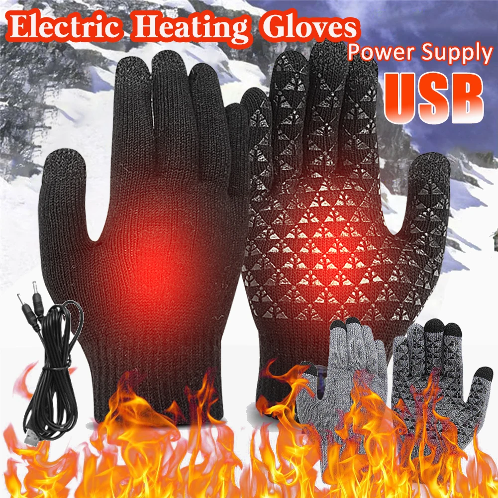 Touch Screen USB Heating Gloves Electric Heated Gloves for Backpacking Mountaineering Riding Camping Motorcycle Bicycle Gloves