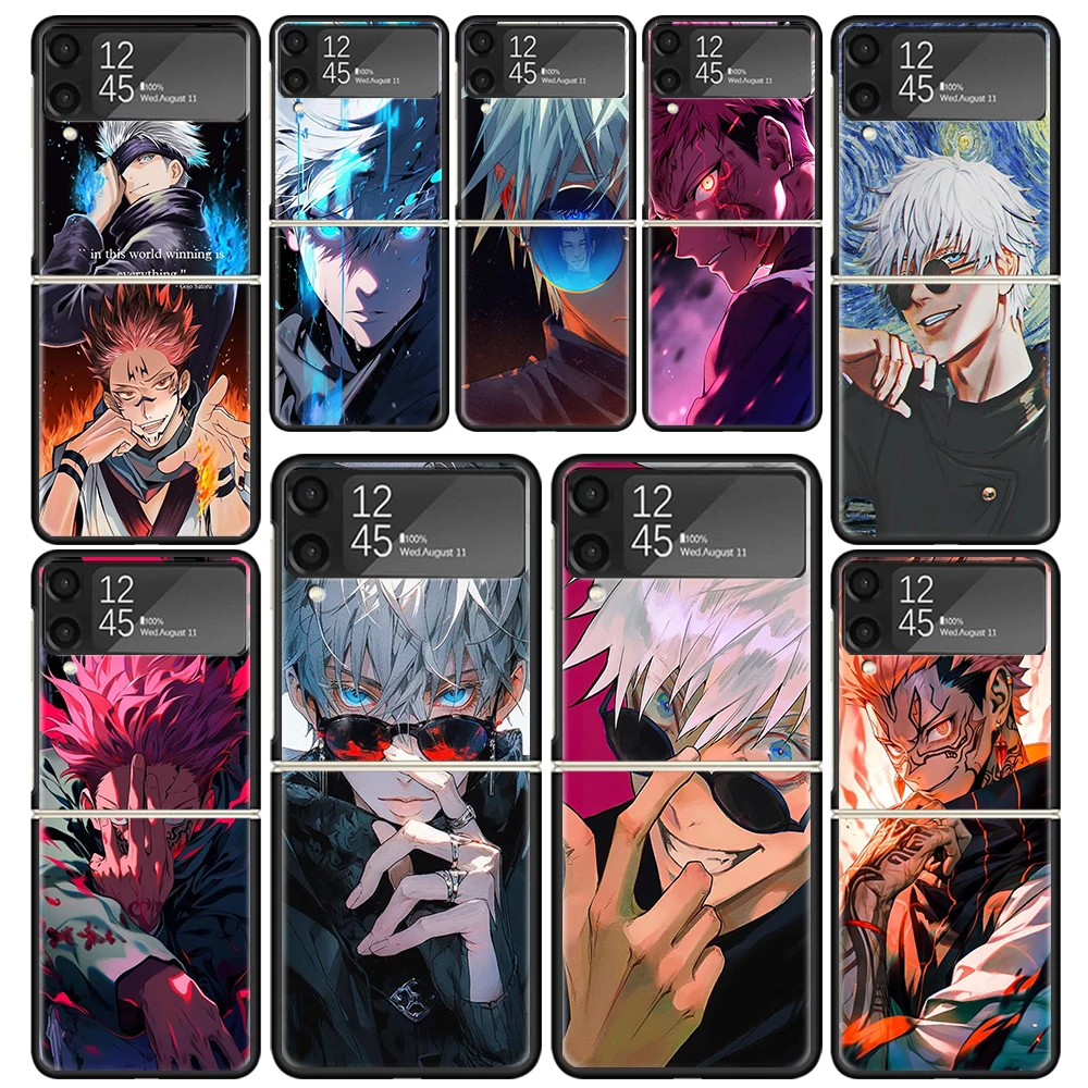 Hot Anime Jujusu Kaisen Clear Phone Case For Samsung Z Flip 5 4 3 Galaxy ZFlip 6 5G Shockproof Hard Print Cover TPU PC Coque