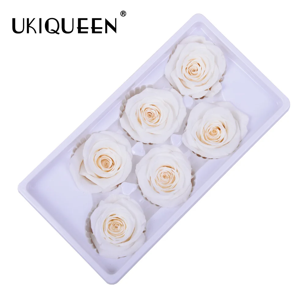 6Pcs/Box B Grade Life Flower 5-6Cm Rose Head Wedding Party Decoration Lover Mother\'S Day DIY Handmade Gift Artificial Flowers