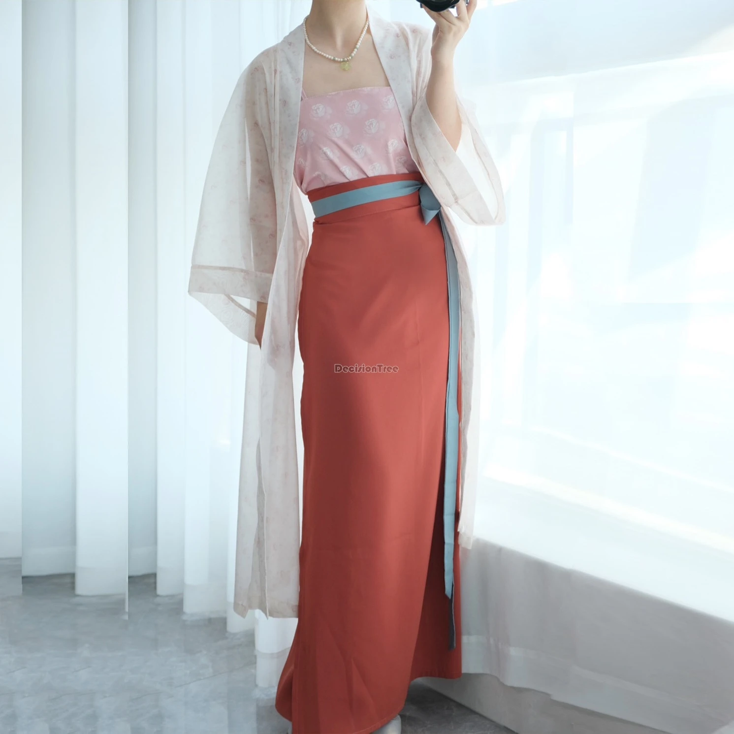 2025 chinese ancient song dynasty hanfu new spring summer women long spiral skirt coat vest three piece retro hanfu set w1014