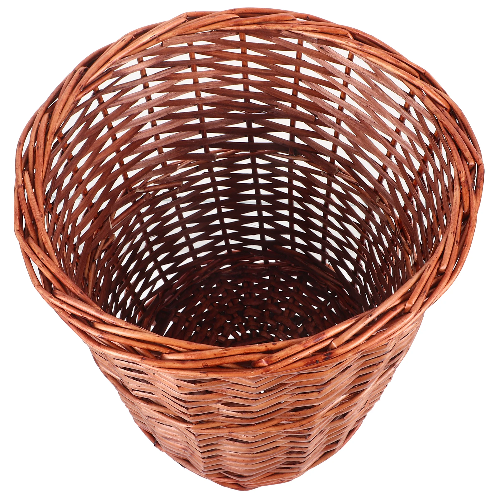 

Rattan Woven Storage Basket Trash Bin Wicker Light Brown Retro Home Living Bedroom Waste Bucket Plastic Container