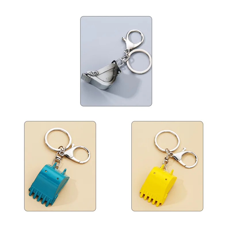 30Pcs Alloy Bulldozer Keychain Three-dimensional Excavator Tools Car Key Pendant Accessories Metal Key Ring Pendant