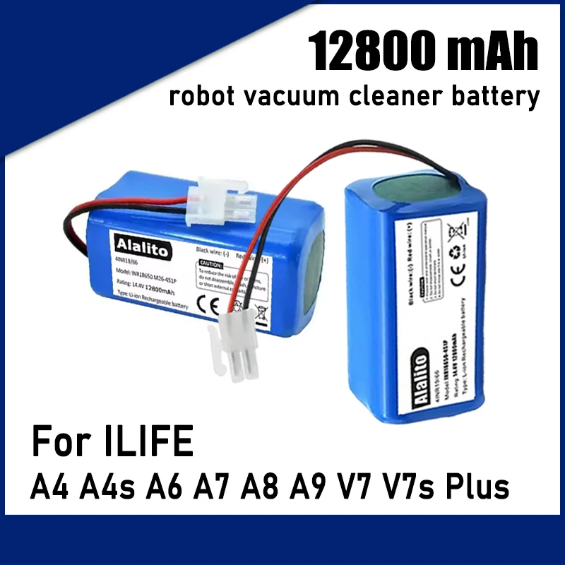 14.4V 6800mAh, for ILIFE A4 A4s V7 A6 V7s Plus robot vacuum cleaner battery replacement backup battery