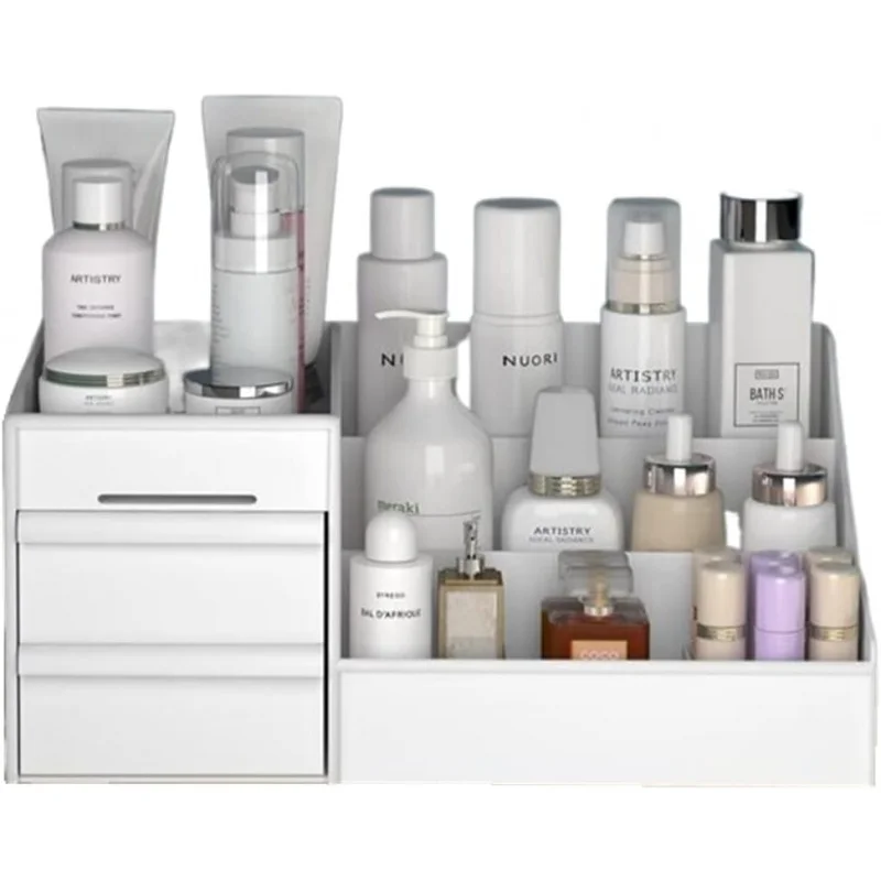 

Jilukibo Large Capacity Organizer Bathroom Bedroom, Cosmetic Storage Box With Drawers, Desktop Makeup Container For J
