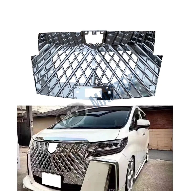 

Modification MAICTOP Front Bumper Grille Grill ABS Chrome Car Accessories for Alphard Upgrade Wald Style