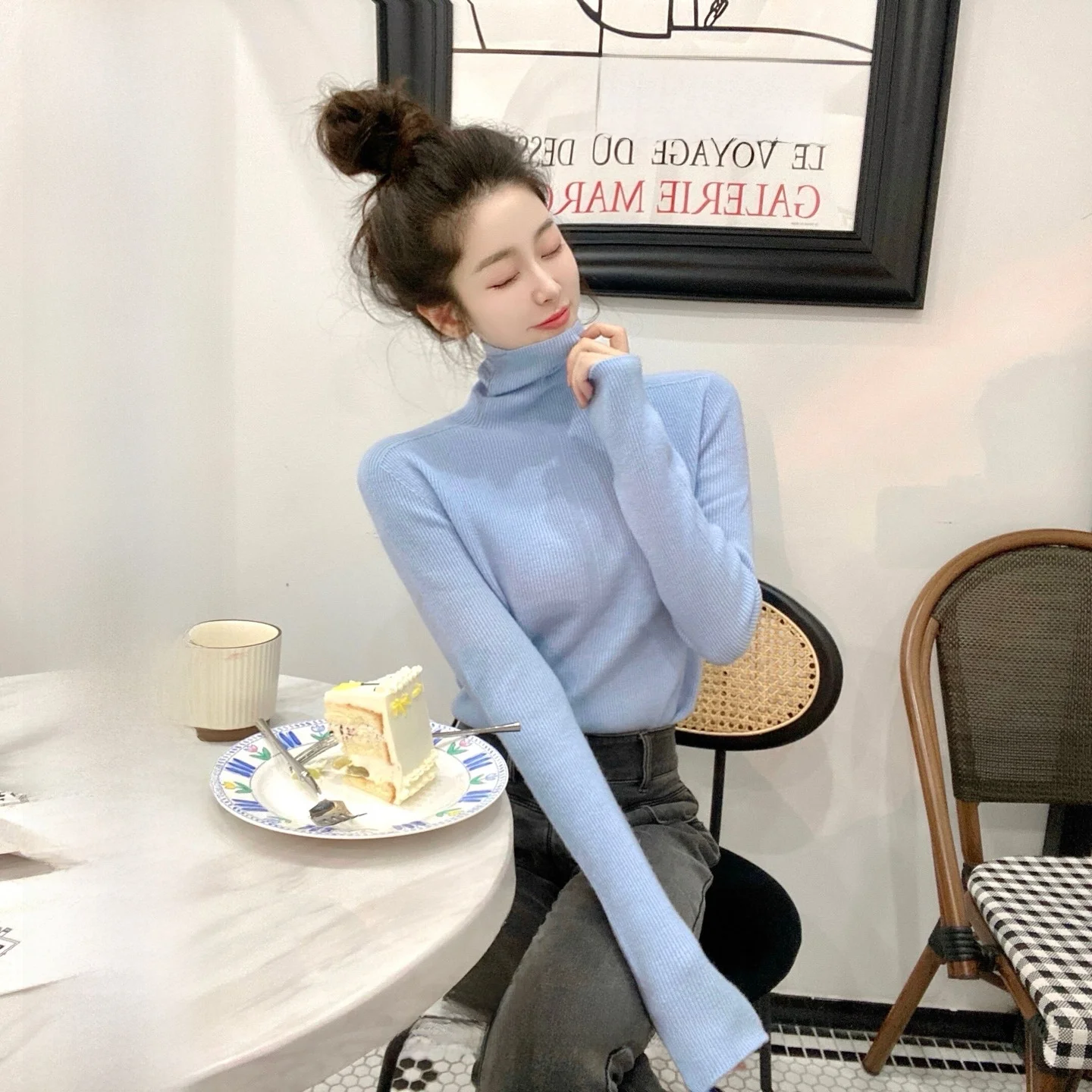 

CCZEE Wool High Ne Knitted Base Layer Top for Women Sli Slimming Versatile Winter Faion Ladies' Premium Knitwear