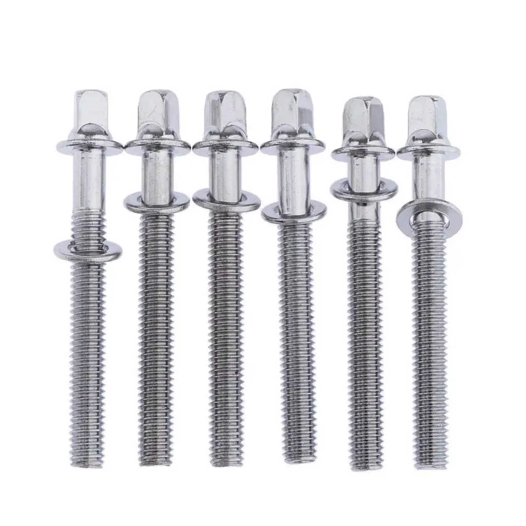 6 Pcs 5mm Drum Screws Stainless Steel Drum Tensioning Rods Tensioning Screws Drum Screw for Snare Drum, Drum Parts Accessories