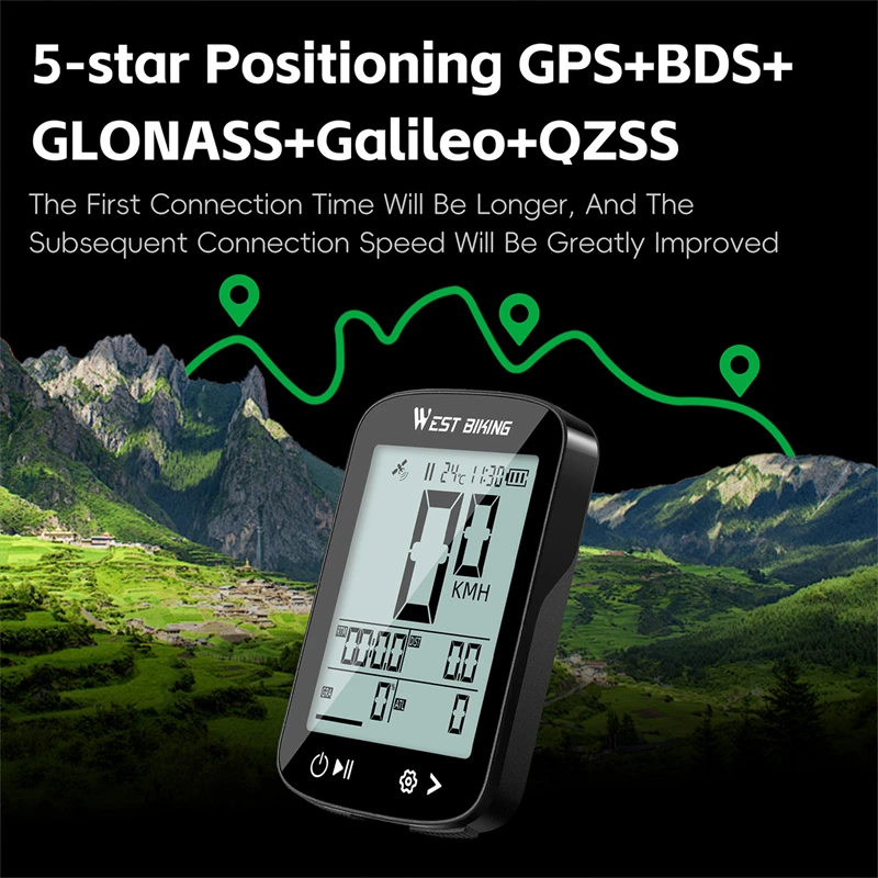 WEST BIKING GPS Bike Computer IPX7 Intellgent Cycling Digital Stopwatch Road Bicycle Wireless Speedometer Bicycle Accessories