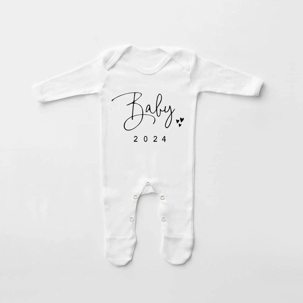 Announcement Baby 2024 Baby Bodysuit Baby Babygrow Sleepsuit Newborn Hospital Coming Home Outfit Infant Pregnancy Reveal Clothes