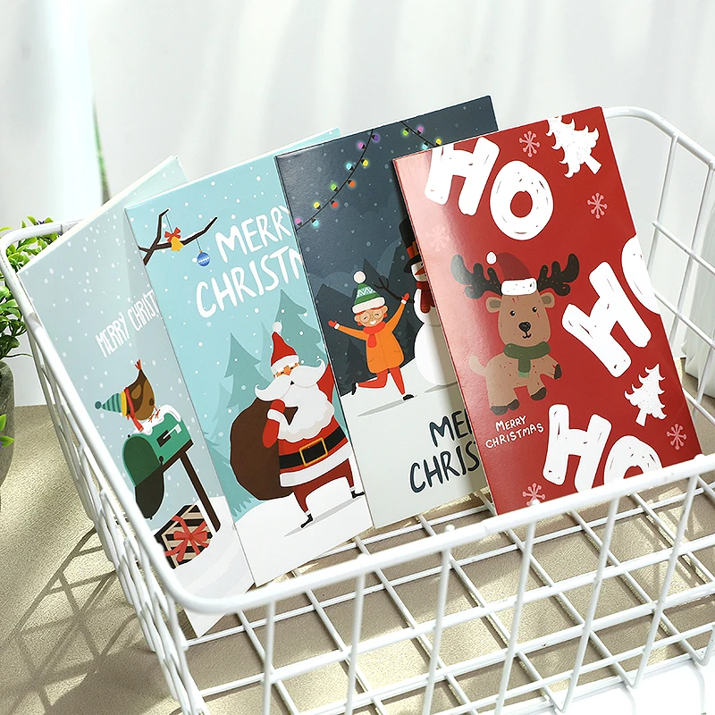 42pcs/set Christmas Greeting Card Cartoon Abstract Pattern With Envelopes And Label Stickers Xmas Gifts For Friends Folding Card