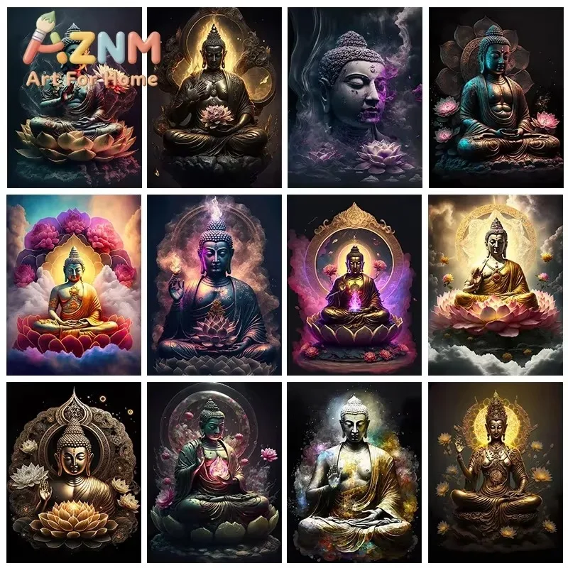 Zen Religion Meditation Buddhism Poster Canvas Painting and Print Wall Art golden Buddha Lotus Flower Picture Room Home Decor