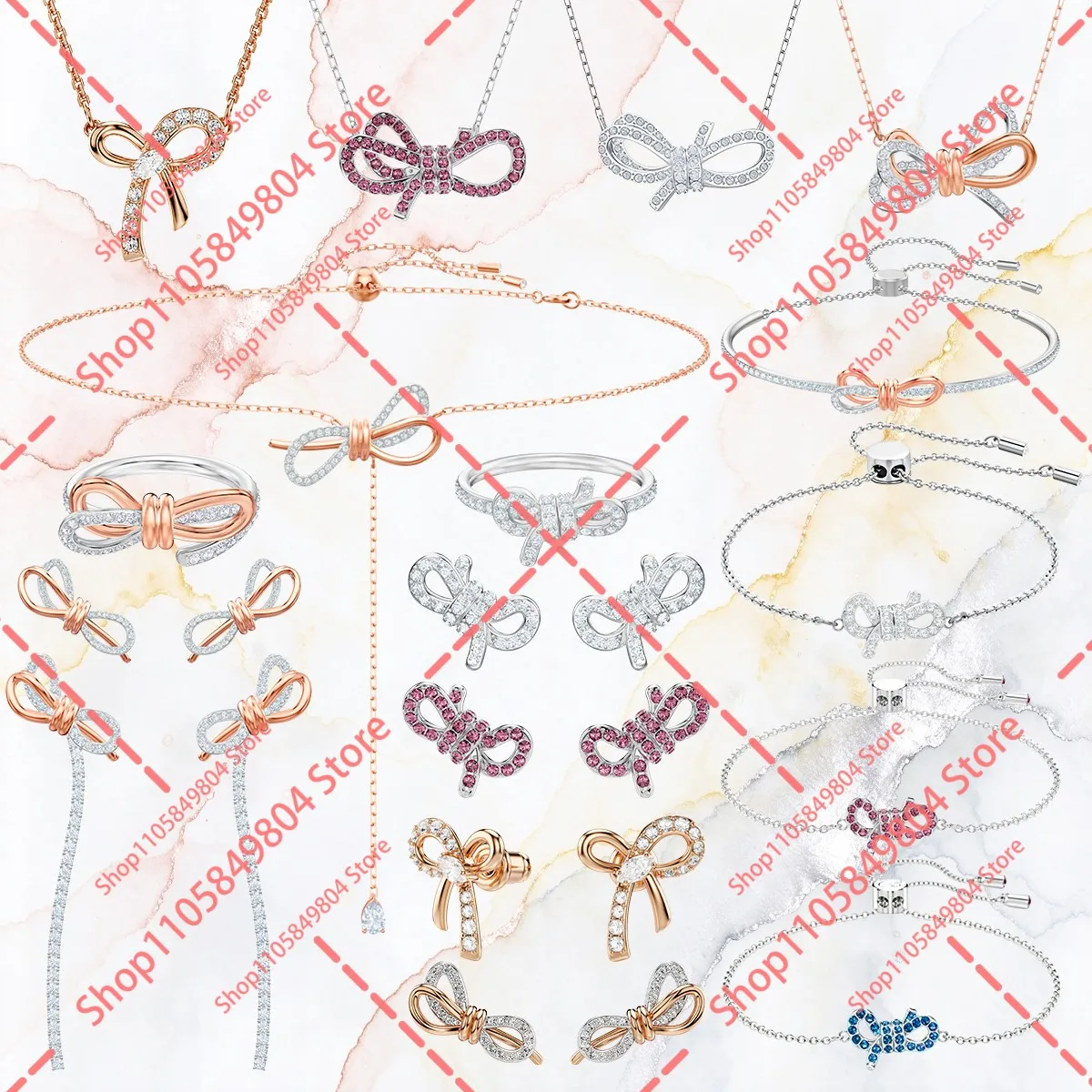 Romantic Bow Shape Jewelry Set Multi Color Option Ladies Gift