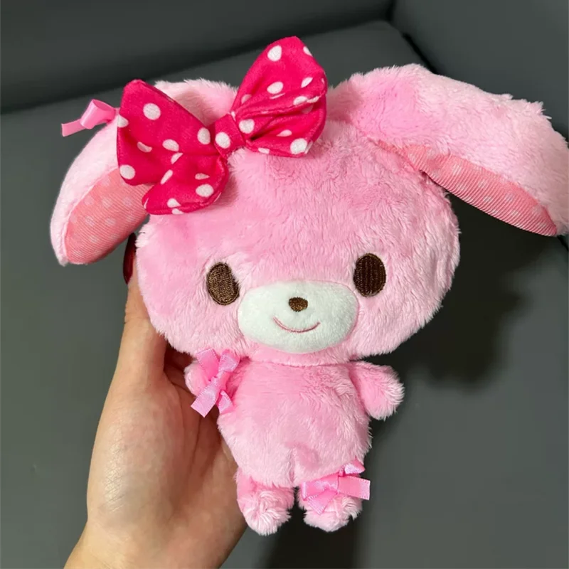 Bonbonribbon Plush ID Card Holder Pass Case Retractable Pink Bunny Body Cute Coin Purse Coin Pouch Wallet Kawaii Bag Keychain