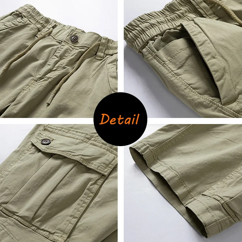 Short cargo en coton pour hommes, grande taille, multi-poches, mode printemps, livraison directe