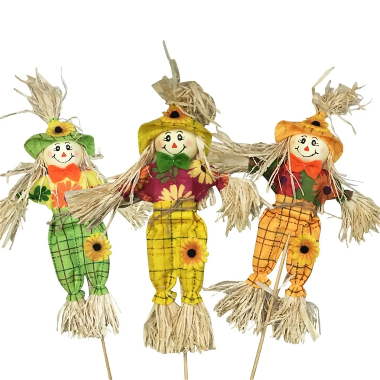 Klein herfstvogelverschrikkerdecor, 3-pack vogelverschrikkertuin, tuin, veranda, Thanksgiving Halloween-decoratie