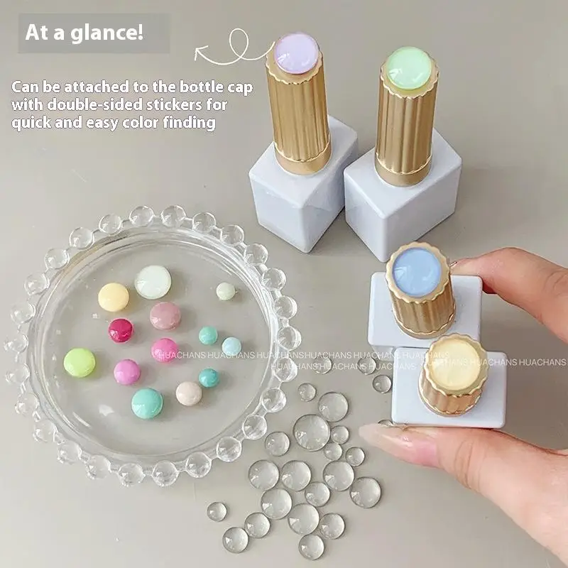 Mini Glas Kleurenkaart Manicure Bean Kleurenkaart Nagellak Lijmplaat Nagellak Hoge Transparante 3D Ronde Kraal Manicure Tool