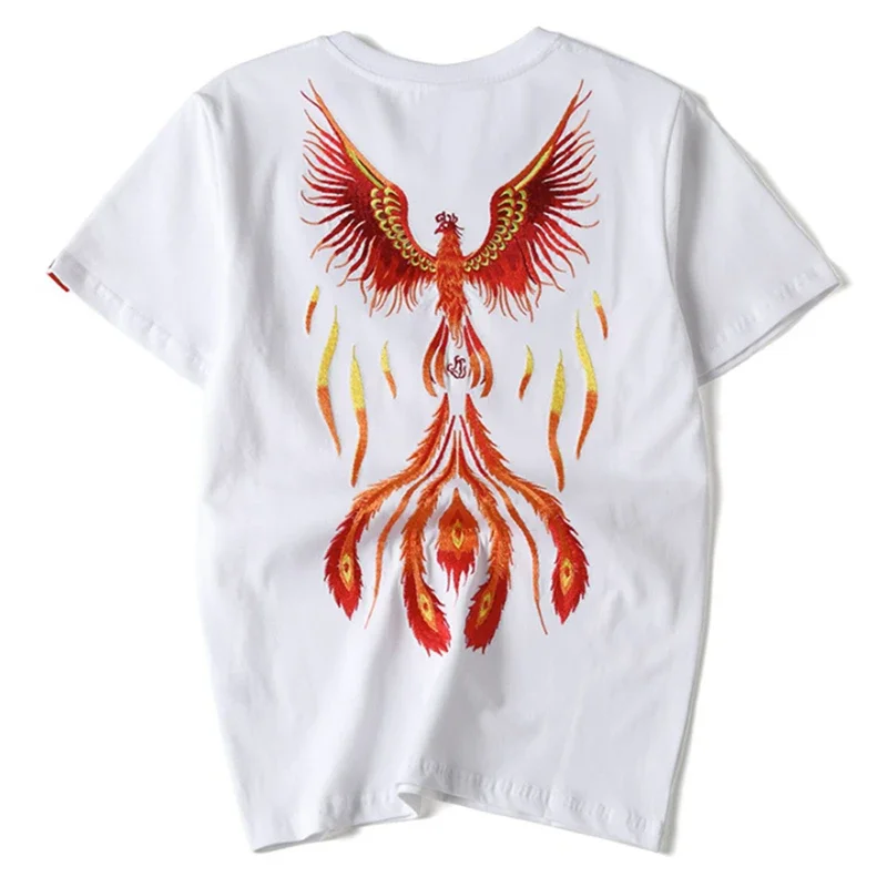 Lyprerazy Original Brand Cotton Phoenix Embroidery T-shirt New Men\'s Casual Fashion Tee Shirt Tops Chinese Style T Shirt