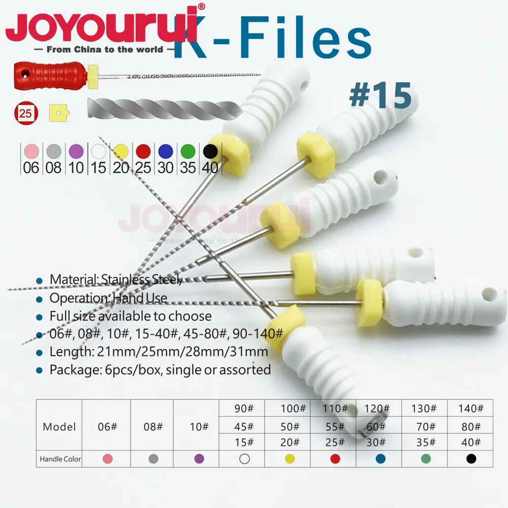 6pcs/Pack Dental Stainless Steel K Files H Reamers Endodontic Instruments Root Canal File Treatment 06# Dentista 21mm/25mm/31mm