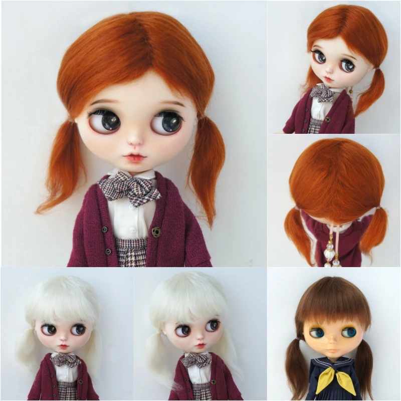 Full Size Mohair Doll wigs  JD060 1/12 1/8 1/6 1/4 1/3 DOD Lown Twins PP Braid Mohair BJD Hair Qbaby Blythes Accessories