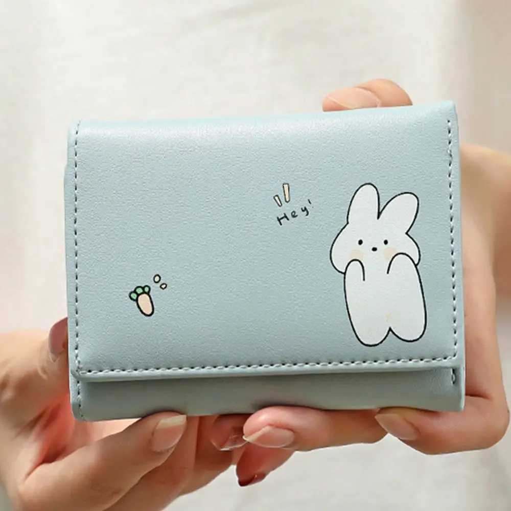 Women Short Cute Small Wallets Student Triple Fold Card Holder Girl ID Bag Card Holder Coin Purse Ladies Wallets Cartoon Bags