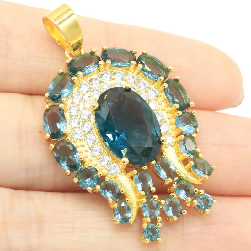 

SheCrown Купите 5, получите 1 бесплатно, 45x26 мм, привлекательный лондонский синий топаз, белый CZ, мужской подарок, золотой, серебряный кулон