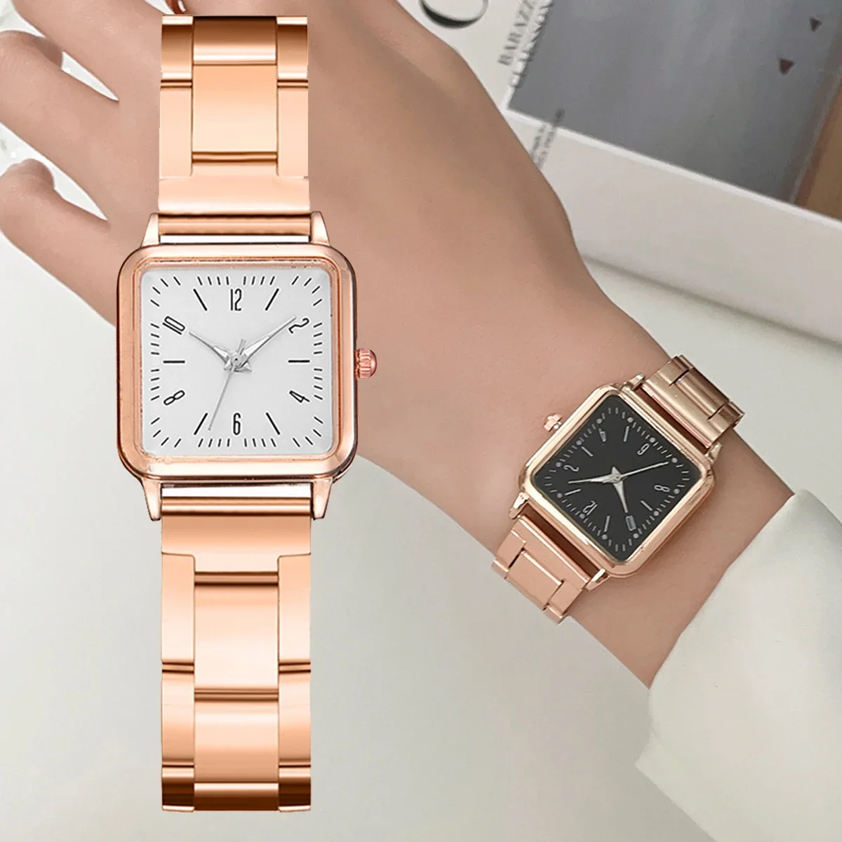 

2024 New Fashion Luxury Square Watches Women Quartz Bracelet Watches Ladies Dress New Wristwatch Rose Gold Clock Relogios