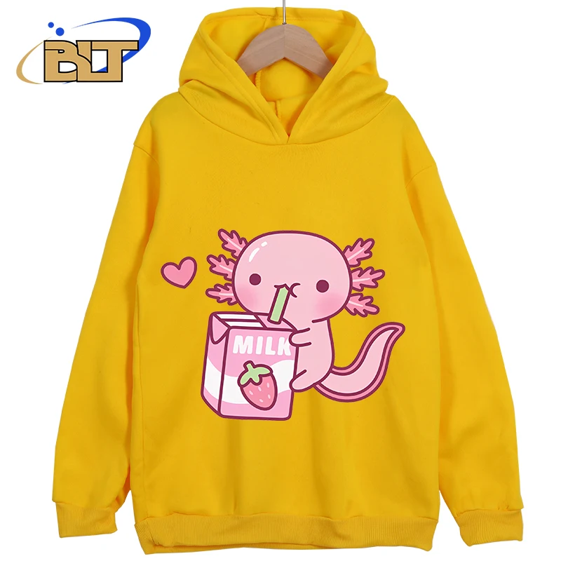 Axolotl Printed Children's Clothing Classic Sportswear Suitable for Boys and Girls Yellow Children's New Hoodie