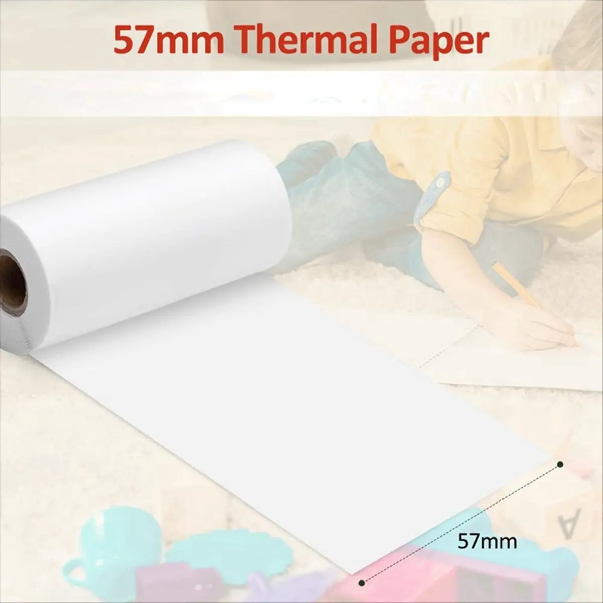 MALL 6 Roll Mini Pocket Printer Sticker Paper, 30 X 57mm Self-Adhesive Thermal Paper for Pocket Printer,Black on White