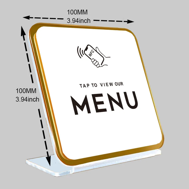 Menu NFC Stand Dispaly NFC Plaque Acrylic Material Mirror Effect Quick Link to Menu