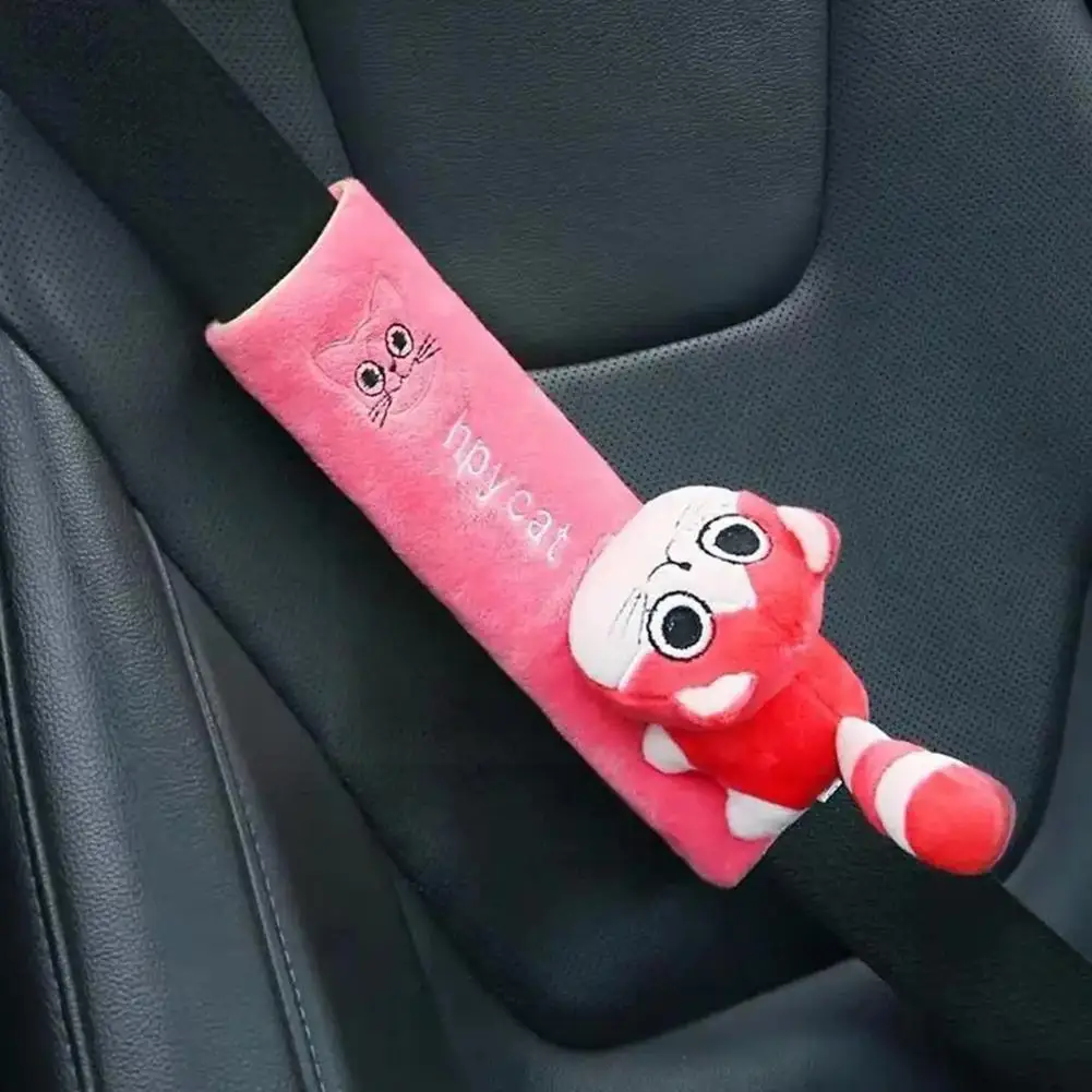 Juste de ceinture de sécurité de voiture en peluche réglable, coussin initié, dessin animé, enfants, adultes, accessoires d\'intérieur de voiture,