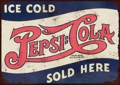 Tin Sign Vintage Chic Art Decoration Poster Iced Cold Cola Door Bar Home Cafe Farm Garage or Club 12 X 8--Tin Sign