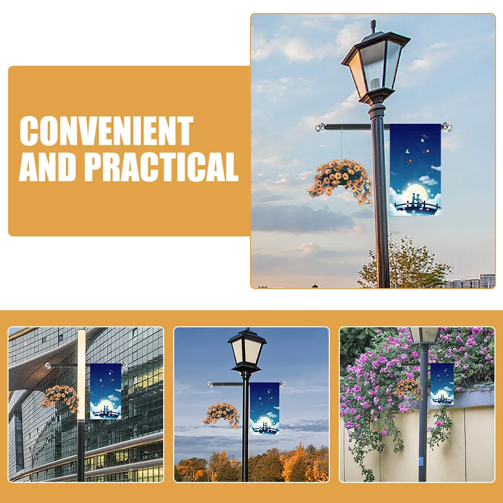3Pcs Outdoor Lamp Post Cross Arm Handle Sturdy Aluminum Alloy Light Pole Arm Rest Replacement Garden Flag Holder