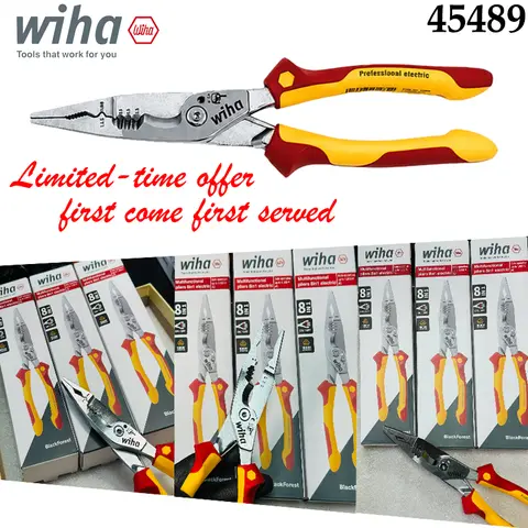 Wiha 45489 Professional Long Nose Pliers, Ergonomic Non-Slip Grip for Electrical Wiring Industrial Machinery Maintenance