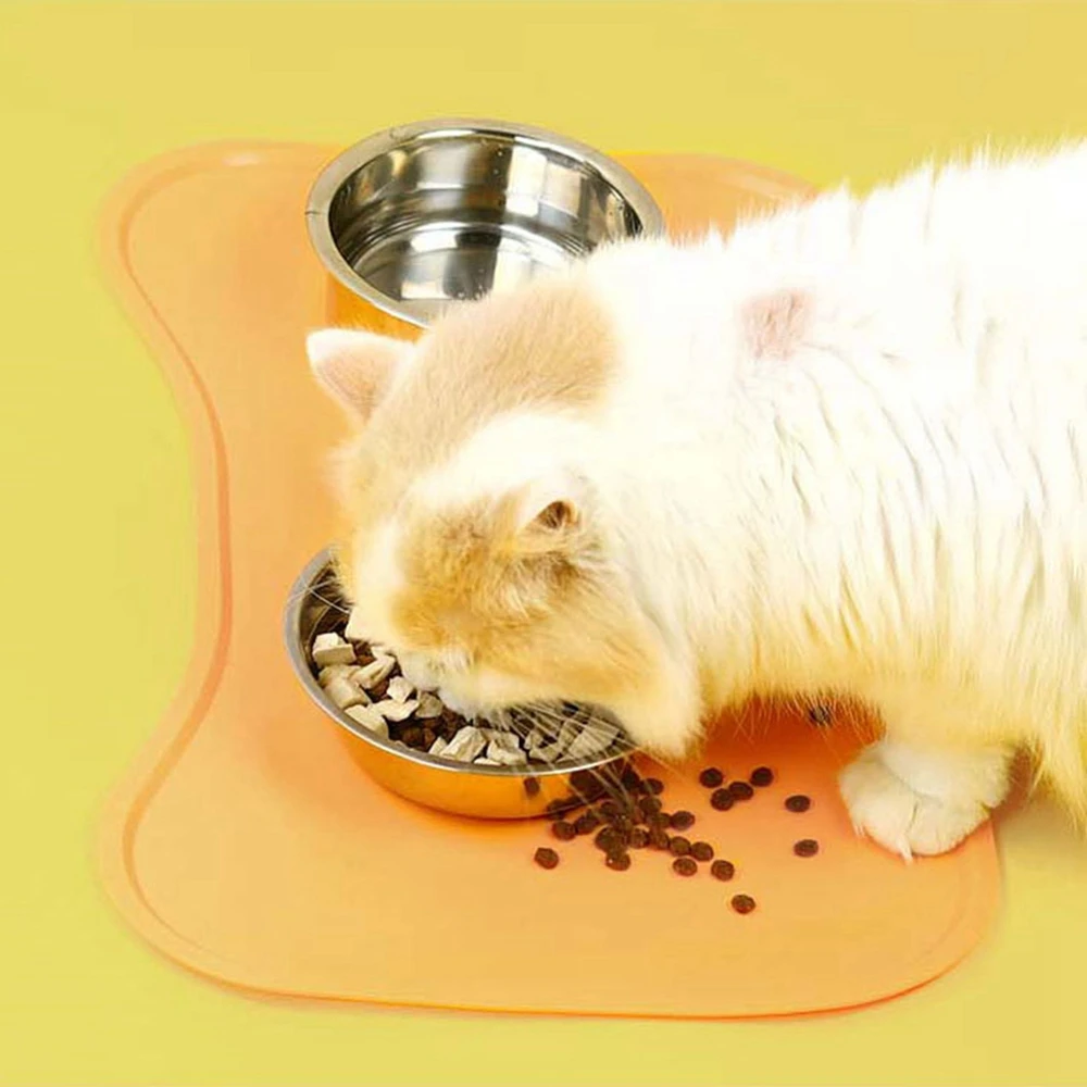 Dog Cat Food Mat Natural Silicone Feeding Placemat for Pets Dogs Bowls Mat Waterproof Heat Resistant Non-slip Table Dining Mat