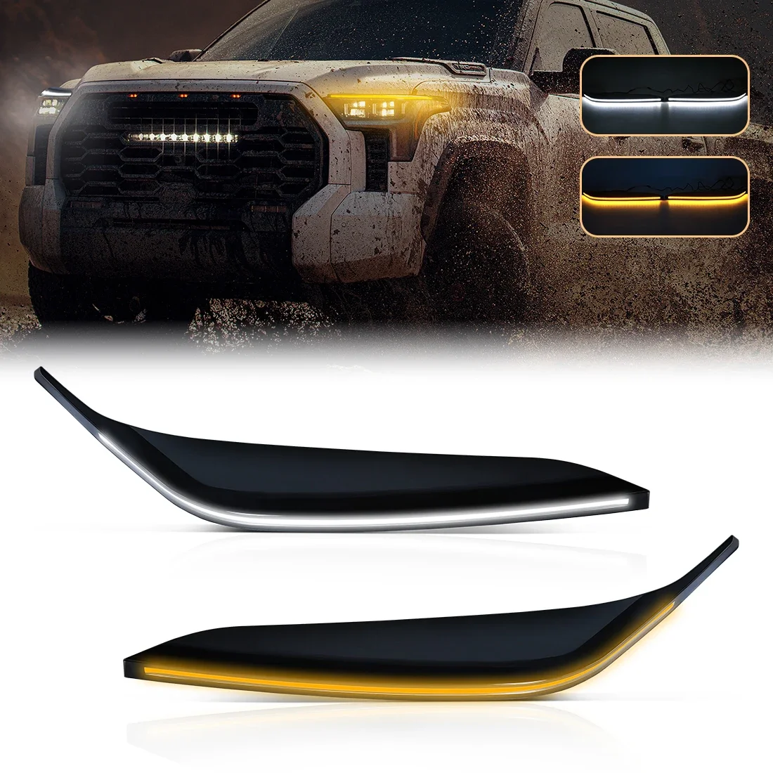 

ДХО для Toyota Tundra 2022 2023 2024, фара, полоса для бровей, дневные ходовые огни, передние фары, украшение автомобиля, 12 В