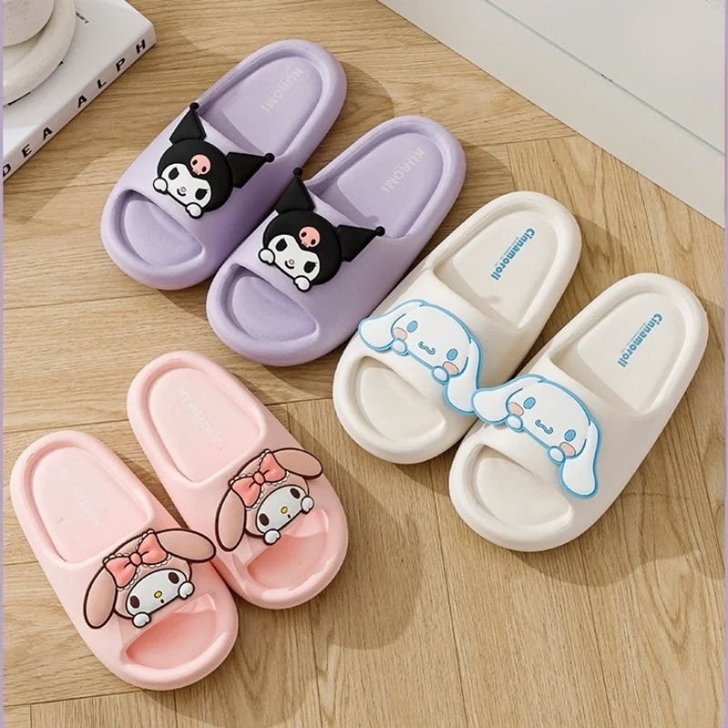 Sanrio Kuromi Slippers Women Anime My Melody Kawaii Cinnamoroll Summer Shoes Girls Soft Bottom Home Student Cute EVA Slippers