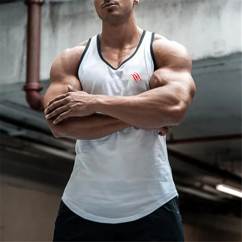 

New Mens Tank Top Workout Casual Fashion Vest Bodybuilding Gym Clothing Sporting Cotton Musculation Fitness Sleeveless Singlets