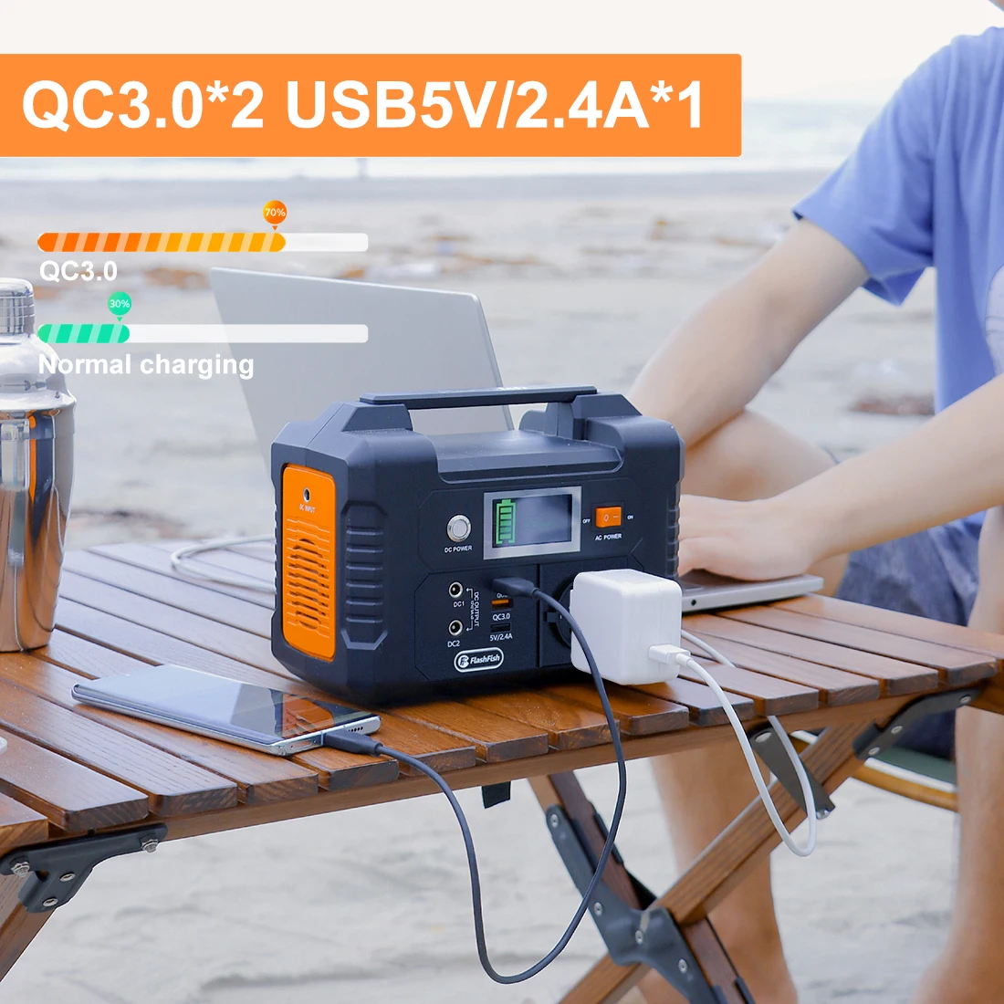 Flashfish e200ポータブル電源ステーション、200wソーラー発電機
