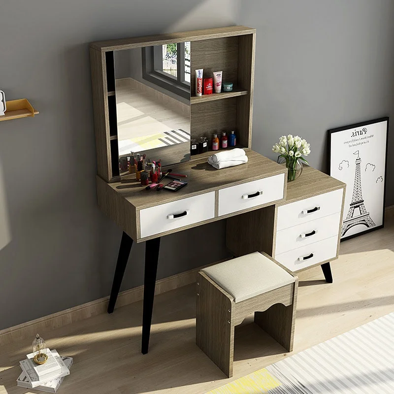 

VIC Nordic simple economy bedroom small multi-functional with mirror assembly vanity