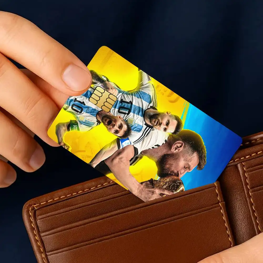 سوبر ستار كرة القدم M-Me-Messi-S ملصقات بطاقات الائتمان الرائعة الجلد لخصم البنك حماية الزخرفية 4 قطعة المضادة للخدش مقاوم للماء