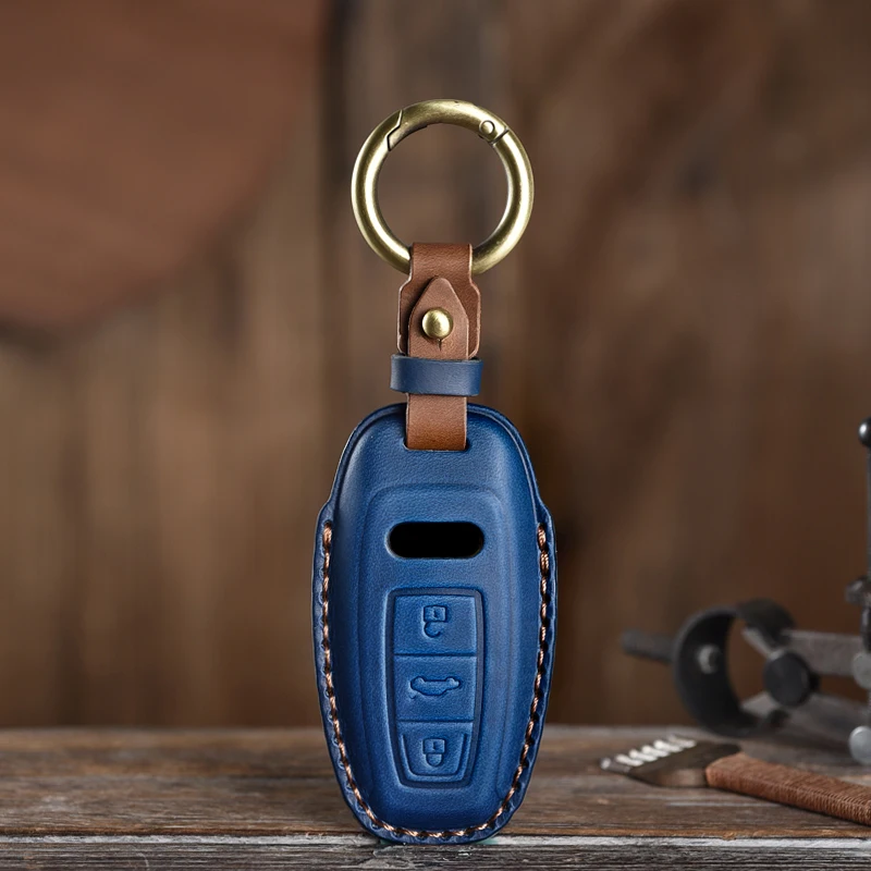 Genuine Leather Protector For Audi Q5L/A4L/Q7/A5/Q8/A7L Key Case Cover Fob