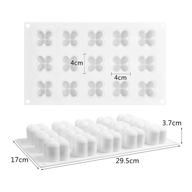 15-otworowa 3d kostka gipsowa forma na świecę gipsowa forma dekoracyjna mus silikonowa forma do pieczenia ciasta bańka przekąska zastawa stołowa