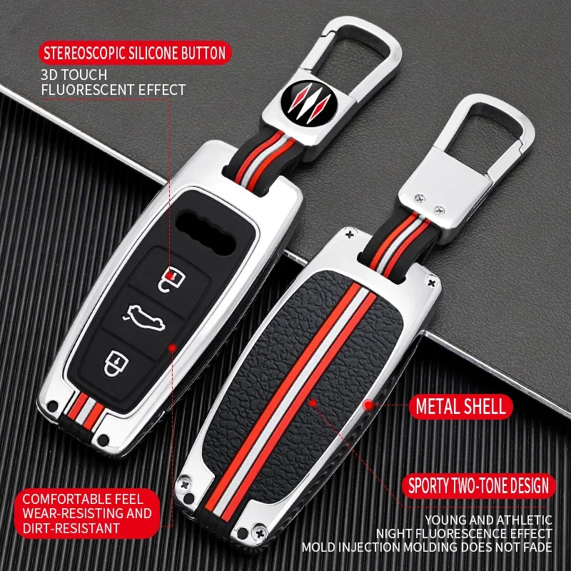 Car Key Case for Audi Q8 RSQ8 A6 C8 S6 RS6 A7 S7 S8 RS7 A1 A2 A3 A4L 8Y A8 D5 RS E-tron GT Q4 Q5L Q7 Remote Cover Keychain Fob