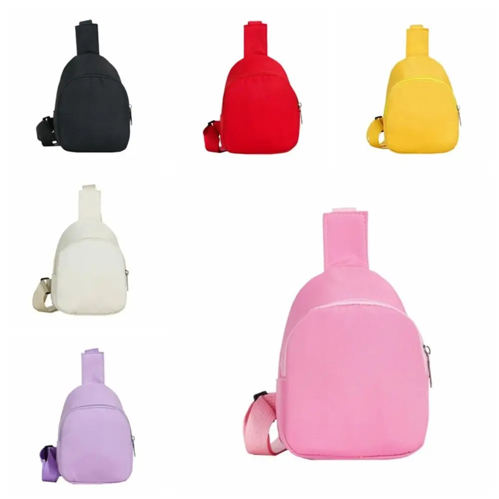 Cute Solid Color Children's Chest Bag Nylon Casual Crossbody Shoulder Bag Waist Storage Pouch Children