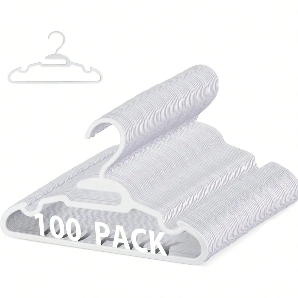 70 100 Pack Kids Hangers Plastic Baby Hanger For Closet, Childrens Infant Hangers For Clothes, UShape Nursery Newborn Hanger 11
